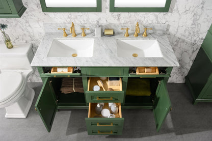 Legion Furniture 54" Vogue Green Finish Double Sink Vanity Cabinet with Carrara White Top - WLF2254-VG