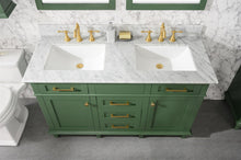 Load image into Gallery viewer, Legion Furniture 54&quot; Vogue Green Finish Double Sink Vanity Cabinet with Carrara White Top - WLF2254-VG