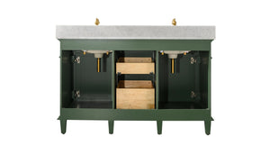 Legion Furniture 54" Vogue Green Finish Double Sink Vanity Cabinet with Carrara White Top - WLF2254-VG