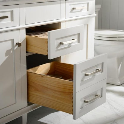 Legion Furniture 54" White Finish Double Sink Vanity Cabinet with Carrara White Top - WLF2254-W