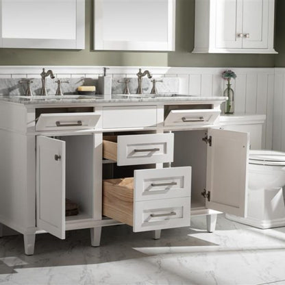 Legion Furniture 54" White Finish Double Sink Vanity Cabinet with Carrara White Top - WLF2254-W