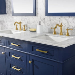 Legion Furniture 60" Blue Finish Double Sink Vanity Cabinet with Carrara White Top - WLF2260D-B