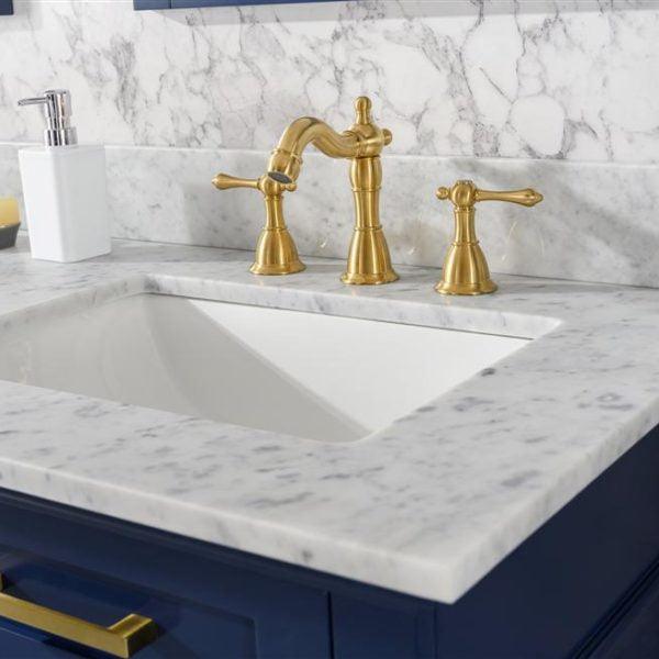 Legion Furniture 60" Blue Finish Double Sink Vanity Cabinet with Carrara White Top - WLF2260D-B