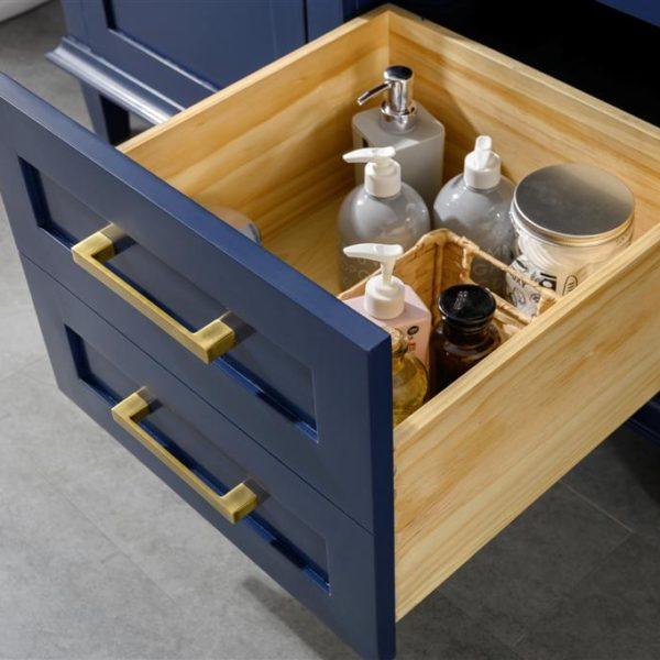 Legion Furniture 60" Blue Finish Double Sink Vanity Cabinet with Carrara White Top - WLF2260D-B