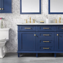 Load image into Gallery viewer, Legion Furniture 60&quot; Blue Finish Double Sink Vanity Cabinet with Carrara White Top - WLF2260D-B