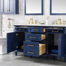 Load image into Gallery viewer, Legion Furniture 60&quot; Blue Finish Double Sink Vanity Cabinet with Carrara White Top - WLF2260D-B