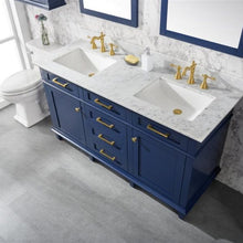 Load image into Gallery viewer, Legion Furniture 60&quot; Blue Finish Double Sink Vanity Cabinet with Carrara White Top - WLF2260D-B