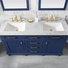 Load image into Gallery viewer, Legion Furniture 60&quot; Blue Finish Double Sink Vanity Cabinet with Carrara White Top - WLF2260D-B