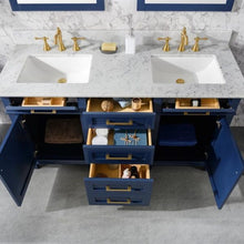 Load image into Gallery viewer, Legion Furniture 60&quot; Blue Finish Double Sink Vanity Cabinet with Carrara White Top - WLF2260D-B