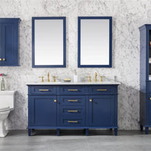 Load image into Gallery viewer, Legion Furniture 60&quot; Blue Finish Double Sink Vanity Cabinet with Carrara White Top - WLF2260D-B