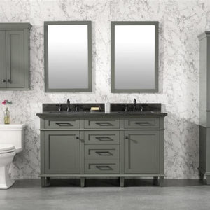 Legion Furniture 60" Pewter Green Finish Double Sink Vanity Cabinet with Blue Lime Stone Top - WLF2260D-PG