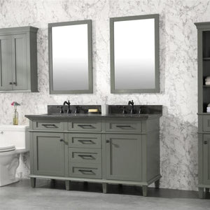 Legion Furniture 60" Pewter Green Finish Double Sink Vanity Cabinet with Blue Lime Stone Top - WLF2260D-PG
