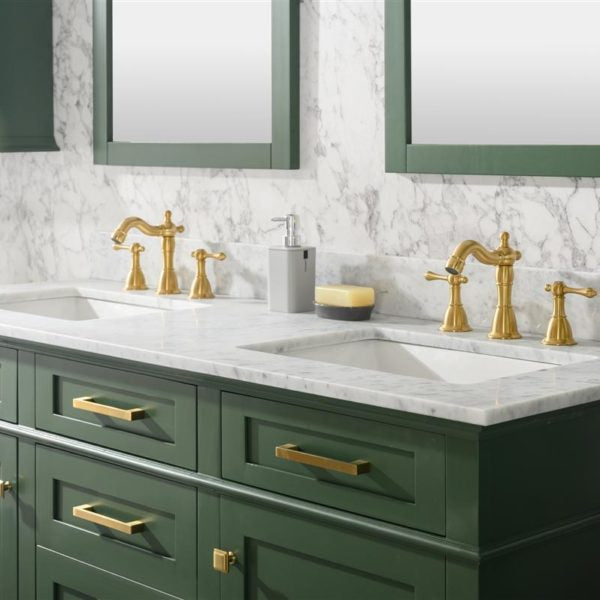 Legion Furniture 60" Vogue Green Finish Double Sink Vanity Cabinet with Carrara White Top - WLF2260D-VG