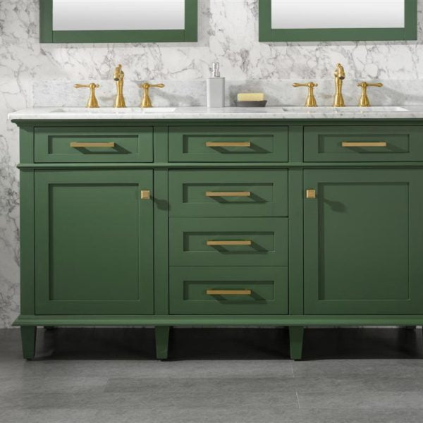 Legion Furniture 60" Vogue Green Finish Double Sink Vanity Cabinet with Carrara White Top - WLF2260D-VG