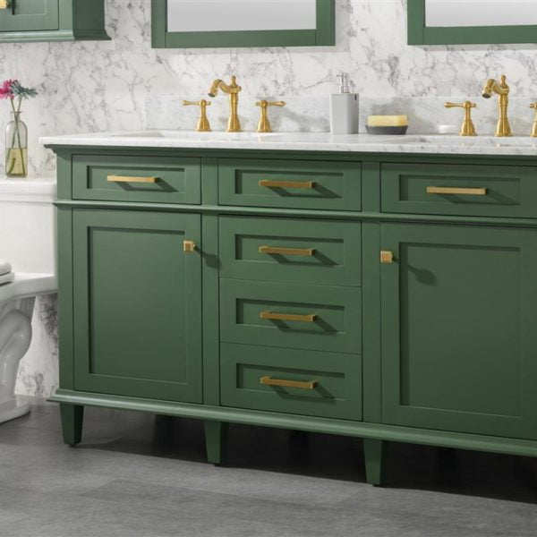 Legion Furniture 60" Vogue Green Finish Double Sink Vanity Cabinet with Carrara White Top - WLF2260D-VG