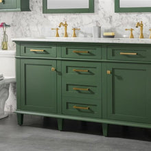 Load image into Gallery viewer, Legion Furniture 60&quot; Vogue Green Finish Double Sink Vanity Cabinet with Carrara White Top - WLF2260D-VG