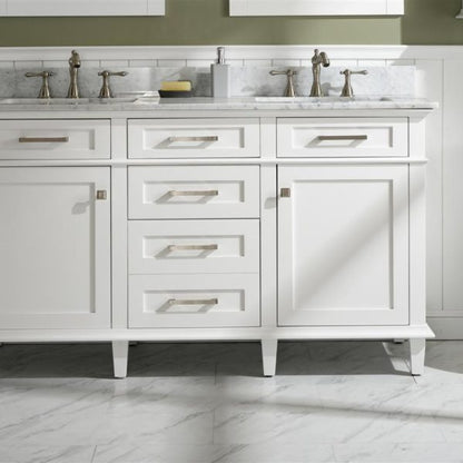 Legion Furniture 60" White Finish Double Sink Vanity Cabinet with Carrara White Top - WLF2260D-W