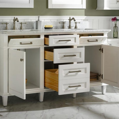 Legion Furniture 60" White Finish Double Sink Vanity Cabinet with Carrara White Top - WLF2260D-W