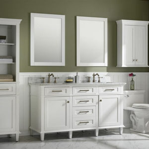 Legion Furniture 60" White Finish Double Sink Vanity Cabinet with Carrara White Top - WLF2260D-W
