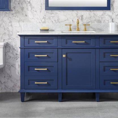 Legion Furniture 60" Blue Finish Single Sink Vanity Cabinet with Carrara White Top - WLF2260S-B