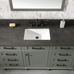 60" Pewter Green Finish Single Sink Vanity Cabinet with Blue Lime Stone Top - WLF2260S-PG