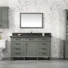 Load image into Gallery viewer, 60&quot; Pewter Green Finish Single Sink Vanity Cabinet with Blue Lime Stone Top - WLF2260S-PG