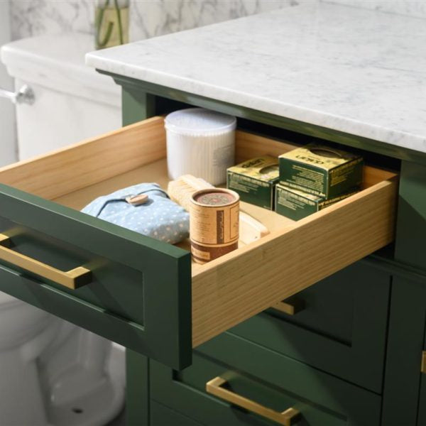 60" Vogue Green Finish Single Sink Vanity Cabinet with Carrara White Top - WLF2260S-VG