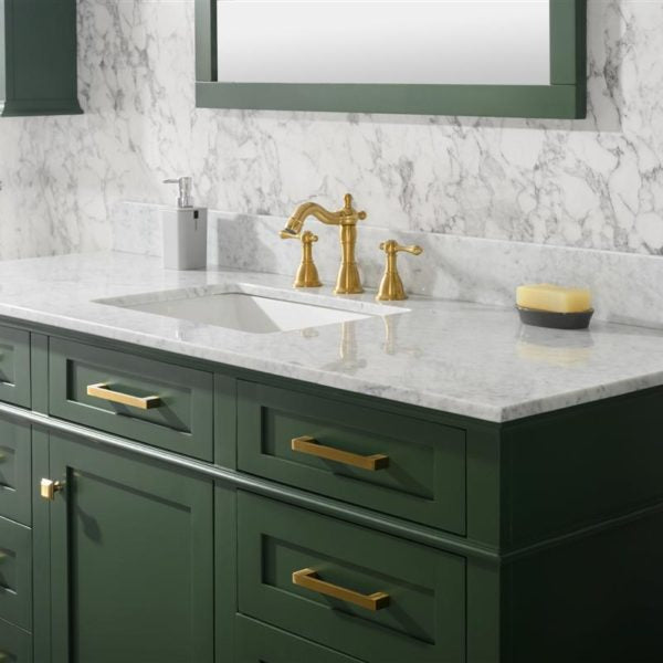 60" Vogue Green Finish Single Sink Vanity Cabinet with Carrara White Top - WLF2260S-VG