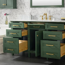 Load image into Gallery viewer, 60&quot; Vogue Green Finish Single Sink Vanity Cabinet with Carrara White Top - WLF2260S-VG