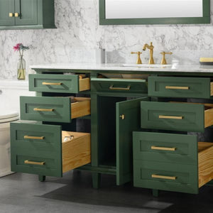 60" Vogue Green Finish Single Sink Vanity Cabinet with Carrara White Top - WLF2260S-VG