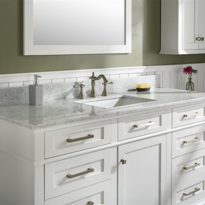 60" White Finish Single Sink Vanity Cabinet with Carrara White Top - WLF2260S-W