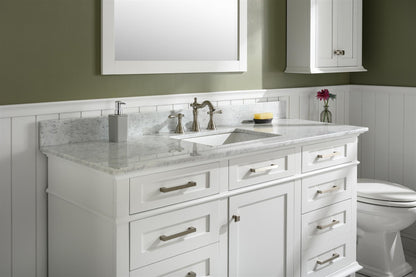 Legion Furniture 60" White Finish Single Sink Vanity Cabinet with Carrara White Top - WLF2160S-W