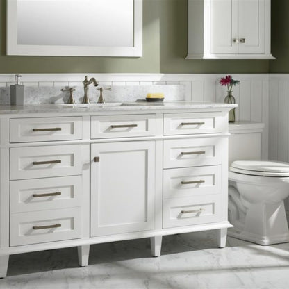 60" White Finish Single Sink Vanity Cabinet with Carrara White Top - WLF2260S-W