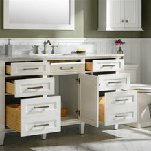 Load image into Gallery viewer, 60&quot; White Finish Single Sink Vanity Cabinet with Carrara White Top - WLF2260S-W