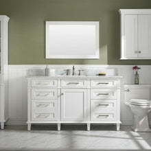 Load image into Gallery viewer, 60&quot; White Finish Single Sink Vanity Cabinet with Carrara White Top - WLF2260S-W