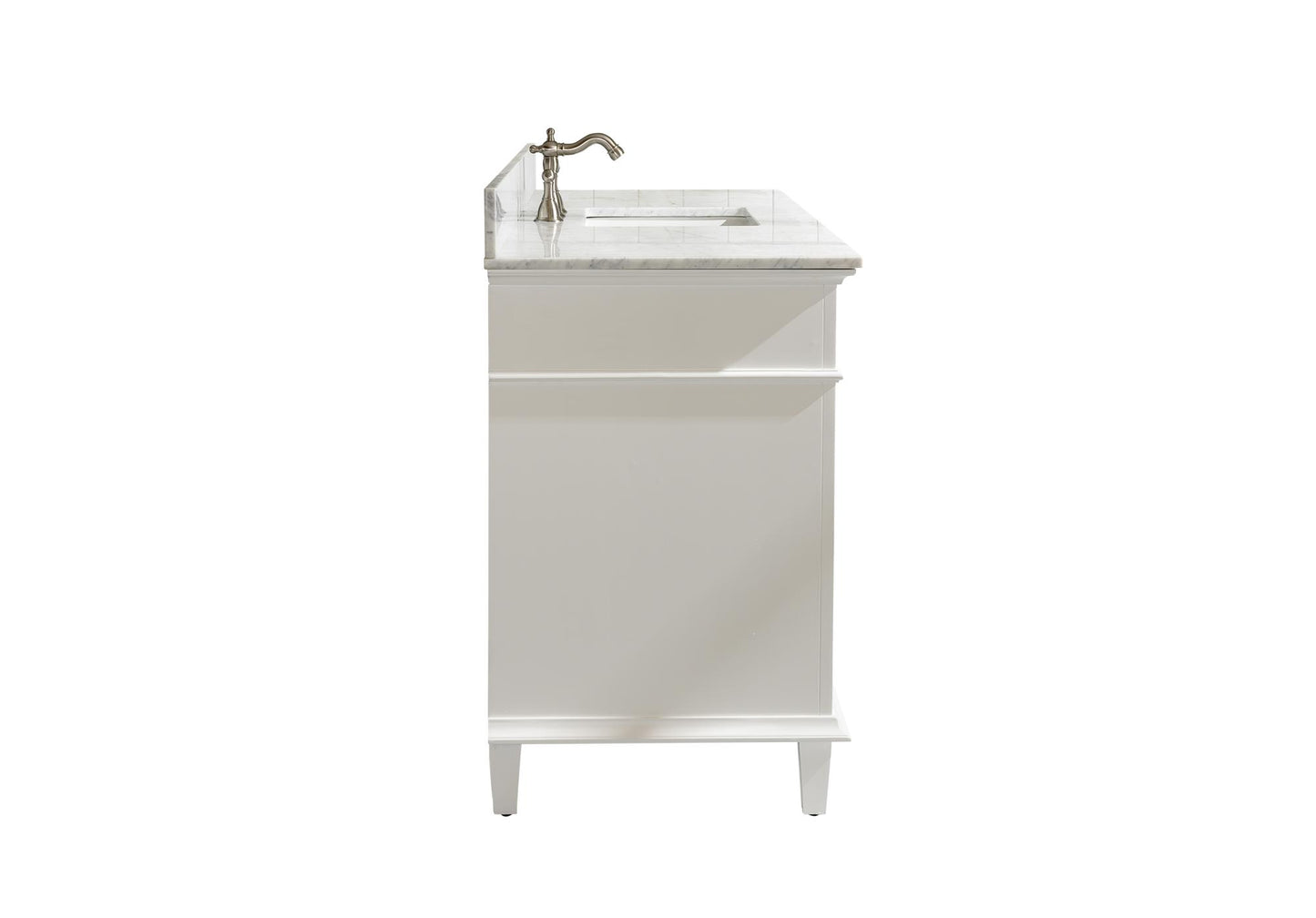 Legion Furniture 60" White Finish Single Sink Vanity Cabinet with Carrara White Top - WLF2160S-W