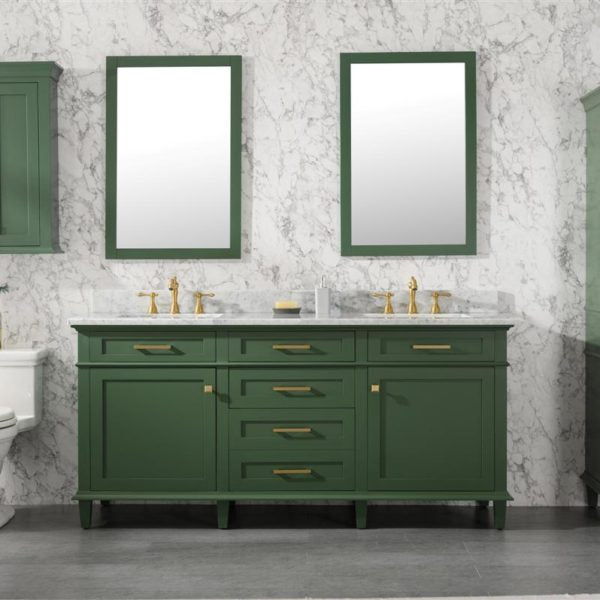 Legion Furniture 72" Vogue Green Double Single Sink Vanity Cabinet with Carrara White Top - WLF2272-VG