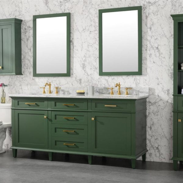 Legion Furniture 72" Vogue Green Double Single Sink Vanity Cabinet with Carrara White Top - WLF2272-VG