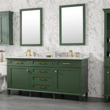 Load image into Gallery viewer, Legion Furniture 72&quot; Vogue Green Double Single Sink Vanity Cabinet with Carrara White Top - WLF2272-VG