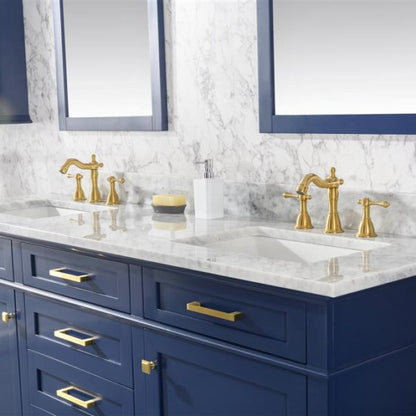 Legion Furniture 72" Blue Double Single Sink Vanity Cabinet with Carrara White Top - WLF2272-B