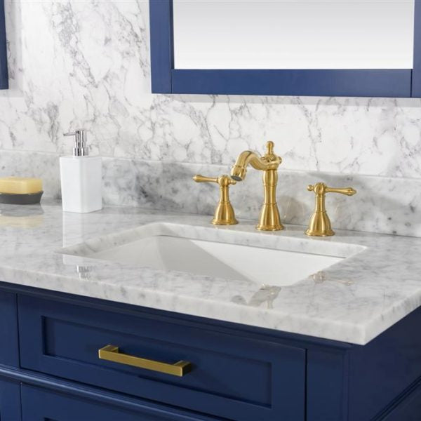 Legion Furniture 72" Blue Double Single Sink Vanity Cabinet with Carrara White Top - WLF2272-B