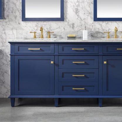 Legion Furniture 72" Blue Double Single Sink Vanity Cabinet with Carrara White Top - WLF2272-B