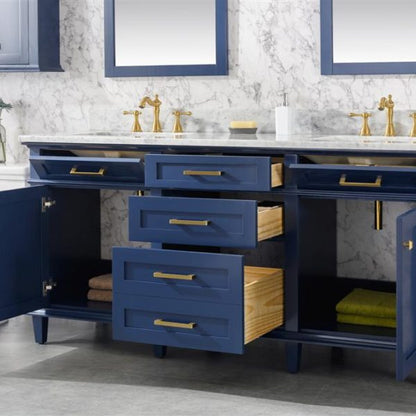 Legion Furniture 72" Blue Double Single Sink Vanity Cabinet with Carrara White Top - WLF2272-B