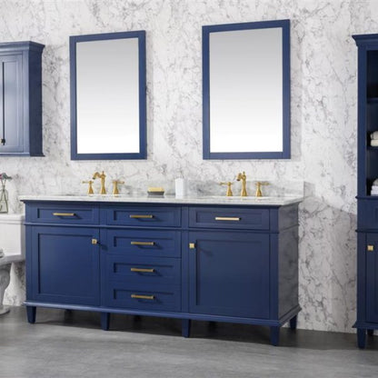 Legion Furniture 72" Blue Double Single Sink Vanity Cabinet with Carrara White Top - WLF2272-B