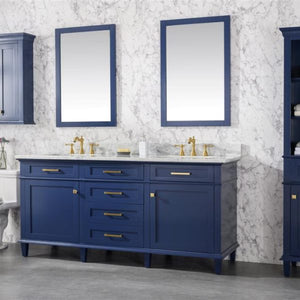 Legion Furniture 72" Blue Double Single Sink Vanity Cabinet with Carrara White Top - WLF2272-B