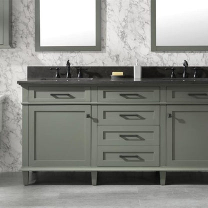 Legion Furniture 72" Pewter Green Double Single Sink Vanity Cabinet with Blue Lime Stone Top - WLF2272-PG