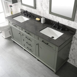Legion Furniture 72" Pewter Green Double Single Sink Vanity Cabinet with Blue Lime Stone Top - WLF2272-PG