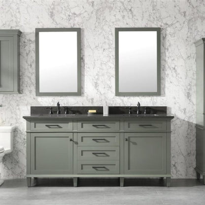 Legion Furniture 72" Pewter Green Double Single Sink Vanity Cabinet with Blue Lime Stone Top - WLF2272-PG