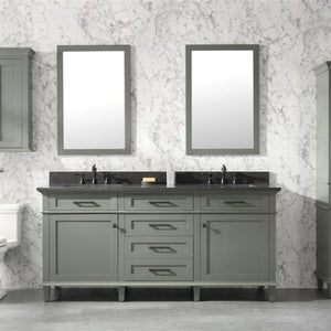 Legion Furniture 72" Pewter Green Double Single Sink Vanity Cabinet with Blue Lime Stone Top - WLF2272-PG