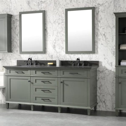 Legion Furniture 72" Pewter Green Double Single Sink Vanity Cabinet with Blue Lime Stone Top - WLF2272-PG